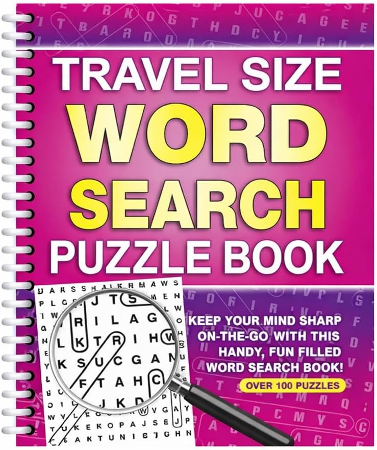 A5 Spiral Bound Travel Size Word Search Puzzle Books, Set of 4, Brain Teasers Travel Puzzles Book