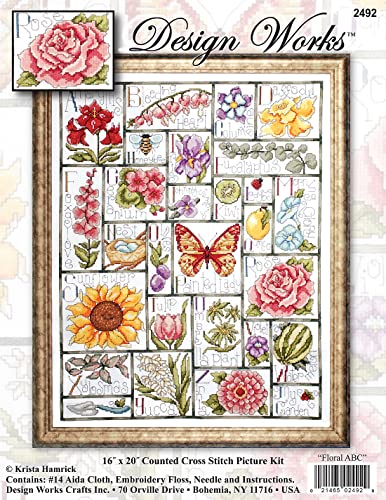 Image of Design Works Crafts Floral ABC Counted Cross Stitch Kit, White, by The Yard