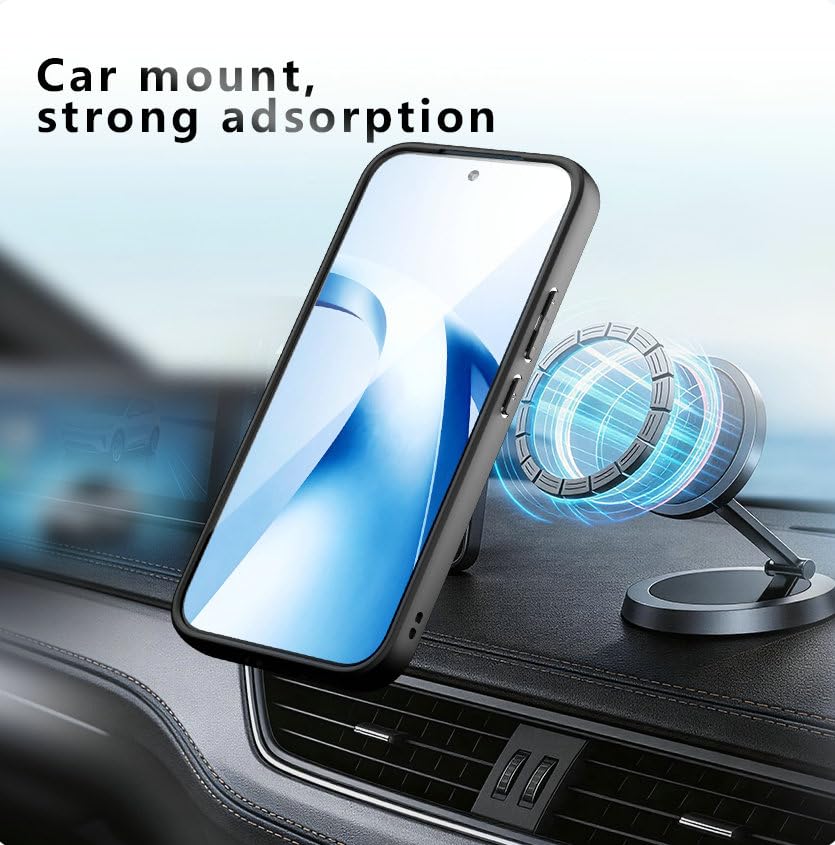 Image of Compatible with Xiaomi 17T Pro Case Cover,Compatible with Xiaomi 17T Pro 5G 2602EPTC0G Built-in 360Rotating Magnetic Mount Matte Translucent Phone Protective Case Black