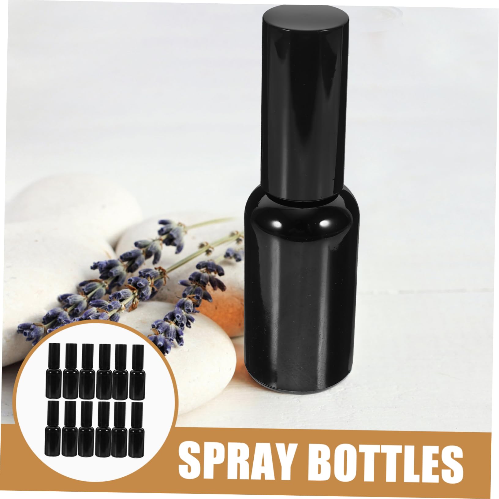 Healeved Nachfüllbare Sprühflaschen 30ml aus Glas Schwarz, 12 Stück