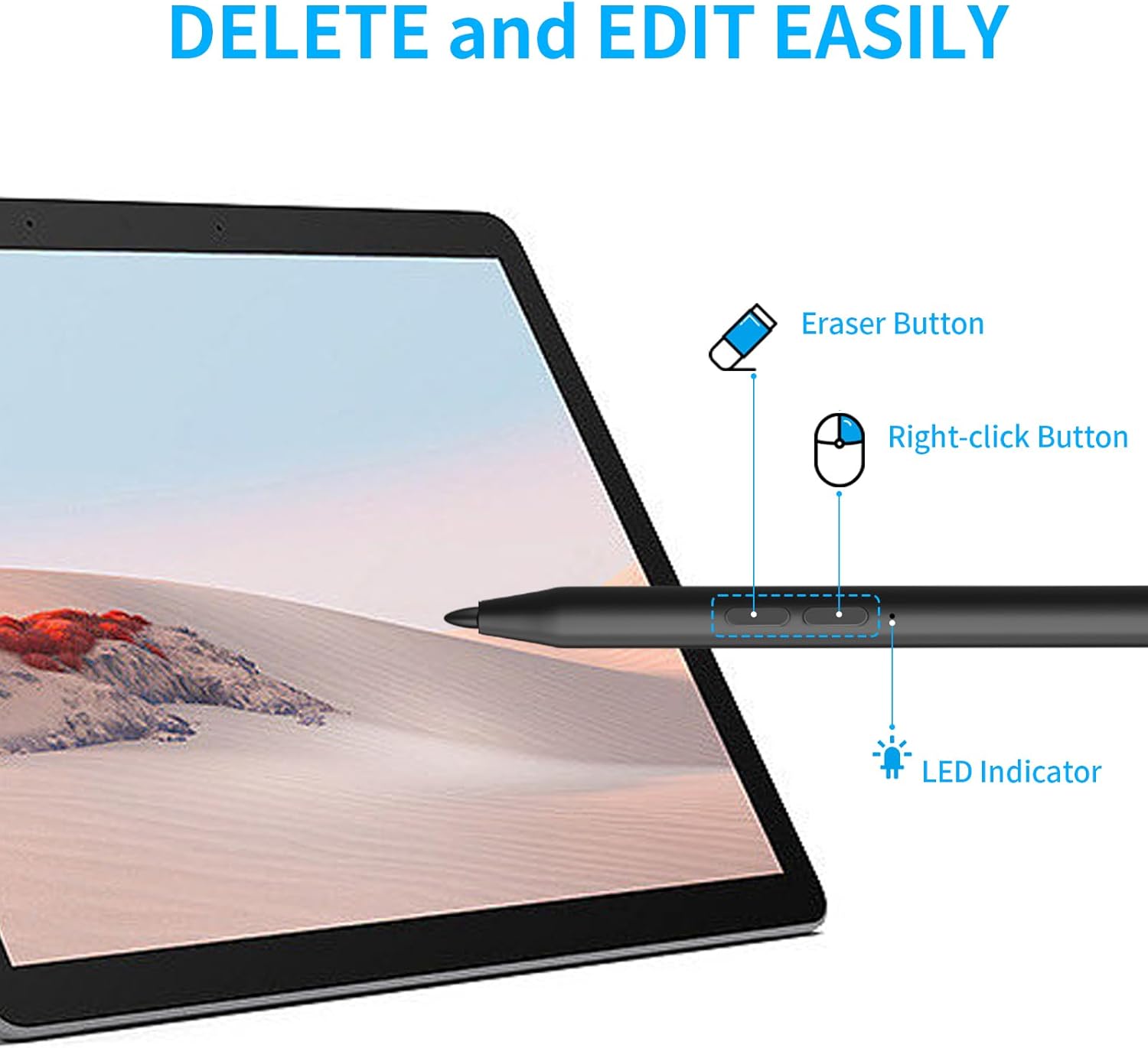 Stylus Pen for HP Omnibook, Digital Pen for HP Envy Pavilion Specter x360 Touch Screen Devices Rechargeable MPP 2.0 Tilt with 4096 Pressure Sensitivity Palm Rejection, Fast Charging