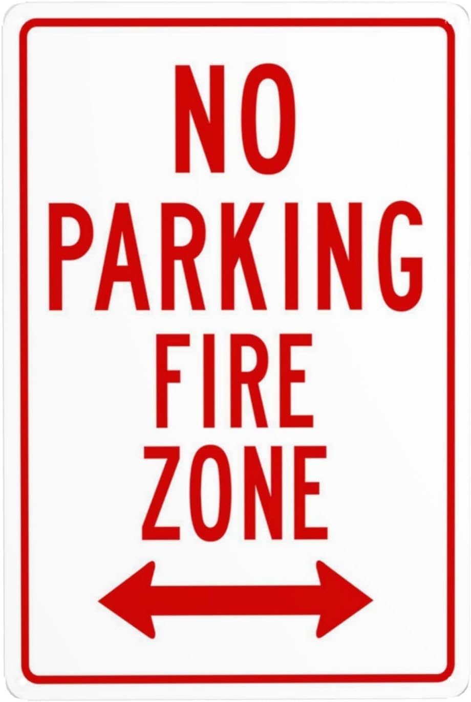 Left-Right No Parking Fire Zone Rust Free Aluminum Sign - Security Warning Decor with Pre-Drilled Holes for Street, Business Lot - 16x12 Inch​