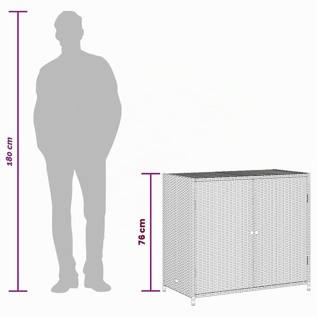 vidaXL Armadietto Portaoggetti Giardino Grigio 83x45x76 cm Polyrattan