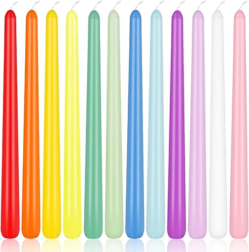 Velas cónicas de colores de 10 pulgadas para entornos religiosos y espirituales, paquete de 12 velas sin perfume para vacaciones, celebración de
