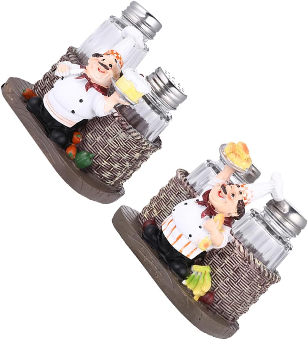DECHOUS 2sets Chef Decoration for Kitchen Seasoning Shaker Lovely Design for Home Decor and Food Storage Festivals and Housewarming
