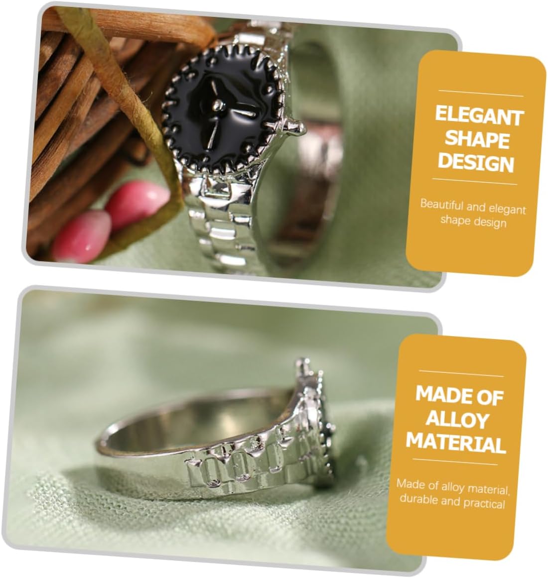 Beavorty Watch Finger Ring for Women Novelty Design Jewelry Creative Ring Accessory Adjustable Size Stylish Finger Accessory for Parties and Casual Wear