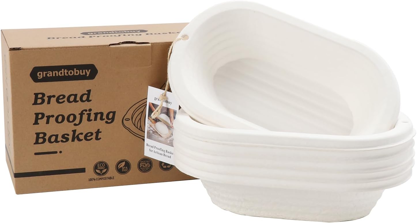 6x 11inch Oval Pulp Bread Proofing Basket Sourdough Banneton Brotform with Linen Liner Cloth Cover Bread Baking Supply For Professional and Homemade Artisan Bread