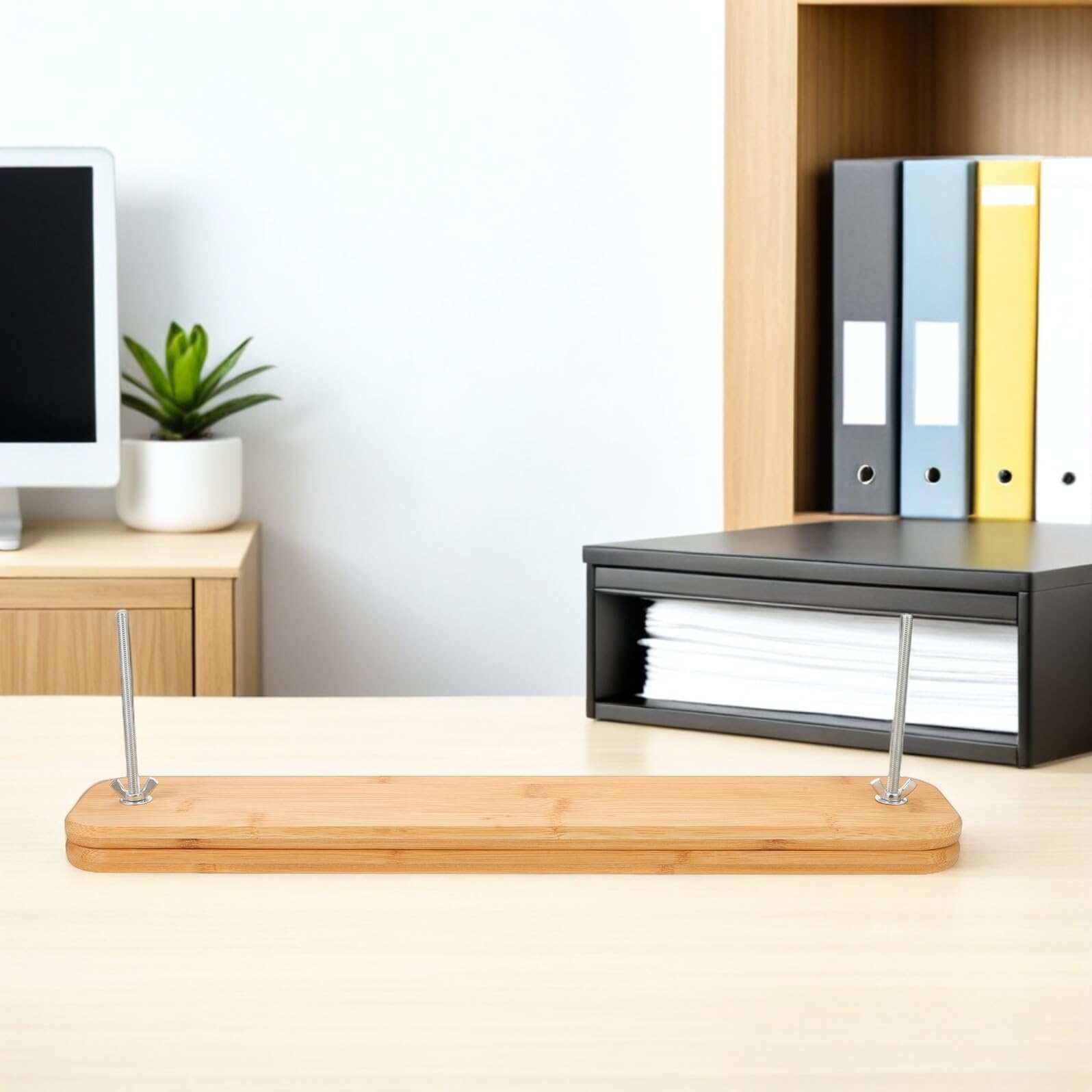 GARVALON Herramienta de Encuadernación Manual de Madera 43,8×8 Cm con Tornillos Metálicos, Prensa Ajustable para Libros y Documentos, Kit de Suministros de Encuadernación para Oficina
