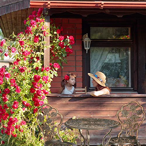 Relaxdays Gartenmöbel Set, 3-teilig, Tisch & 2 Stühle, Vintage Balkonmöbel, Aluguss, Garten Sitzgruppe, schwarz/bronze