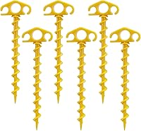 Vista 25 de Estacas de Anclaje para Tienda de Campaña Atornillables, Paquete de 6 Estacas de Arena para Playa de 9.4 Pulgadas, Clavijas Espirales Resistentes