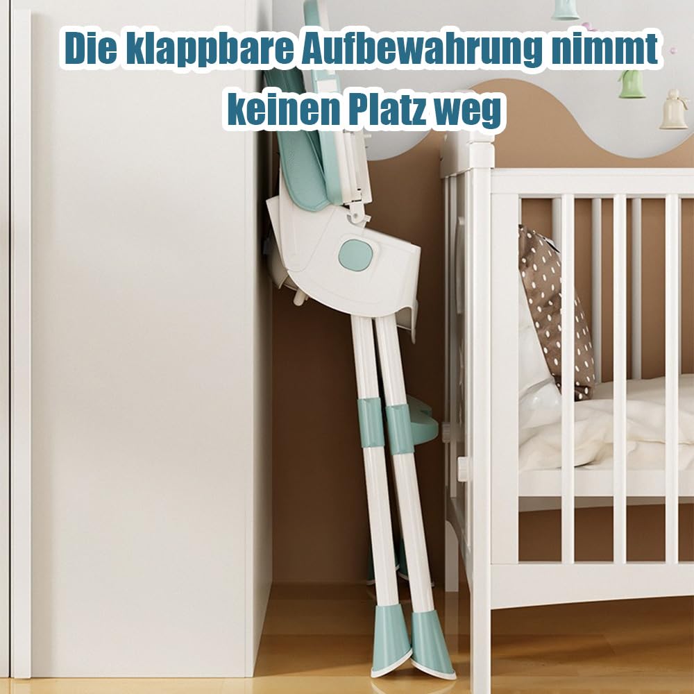Supfine Chaise haute pour bébé 3 en 1, réglable avec ceinture de sécurité à 5 points, planche à manger amovible, hauteur réglable 87 cm, pliable, pour bébés et tout-petits (vert, 3 en 1)