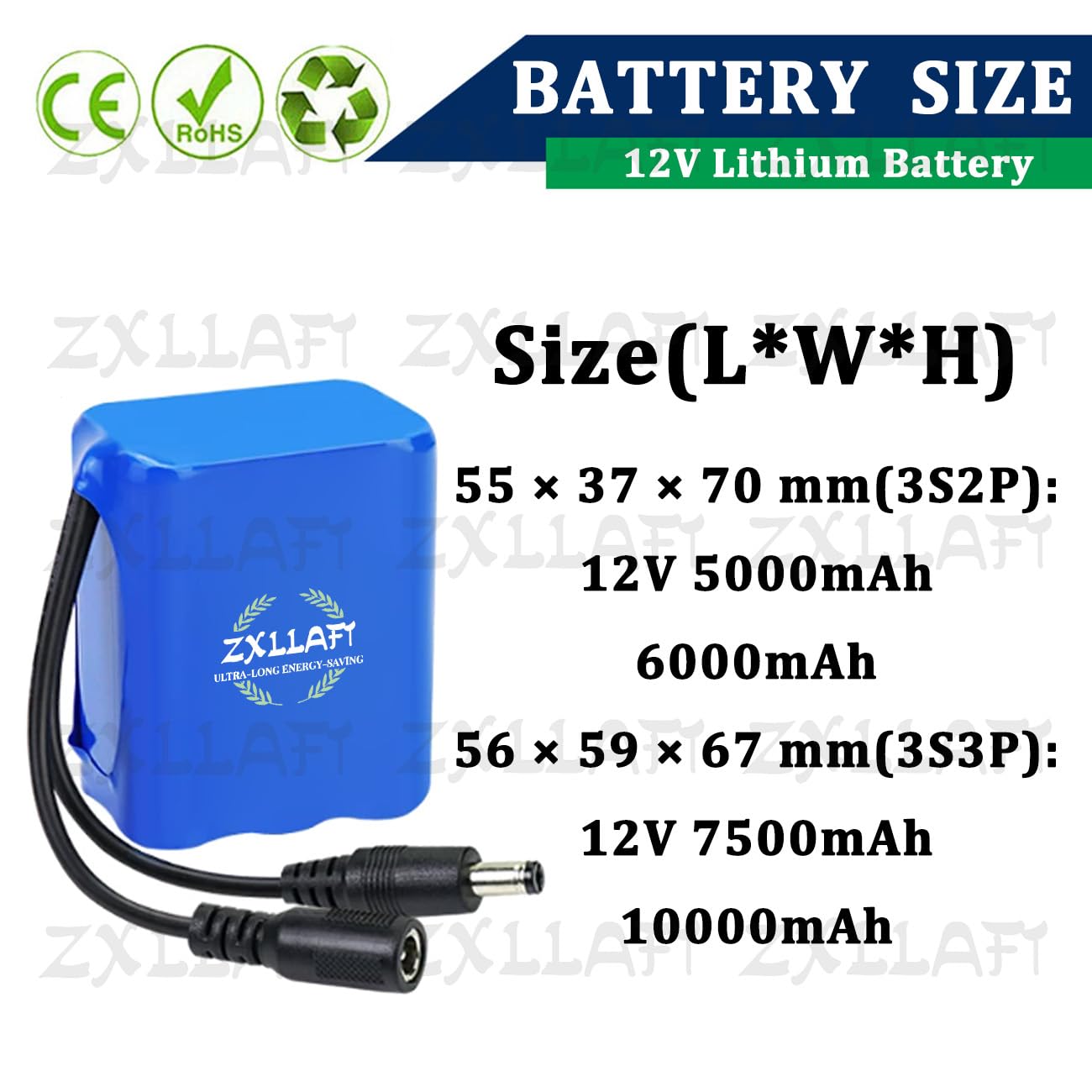 Batería Recargable 12 V 10000 mAh 7500 mAh 6000 mAh 5000 mAh Batería de Litio 10 Ah 6 Ah 7,5 Ah 5 Ah Baterías de Repuesto para energía Solar y Coches de Juguete