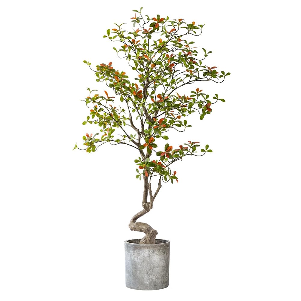 SWENEEN 180Cm High Artificial Water Stone Banyan Tree,Indoor Artificial Tree Potted Plant With Realistic Artificial Flowers,Decorative Green Artificial Tree,Tall Simulation Plant,A High 150cm