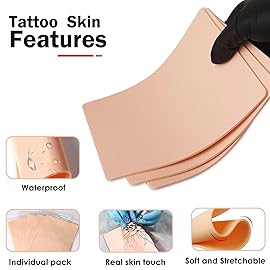 10Pcs Tattoo Skin 3MM - Urknall Fake Skin Blank Tattoo Practice Skins Double Sides Fake Skins Tattooing for Beginners and Tattoos Artists Tattooing Supplies
