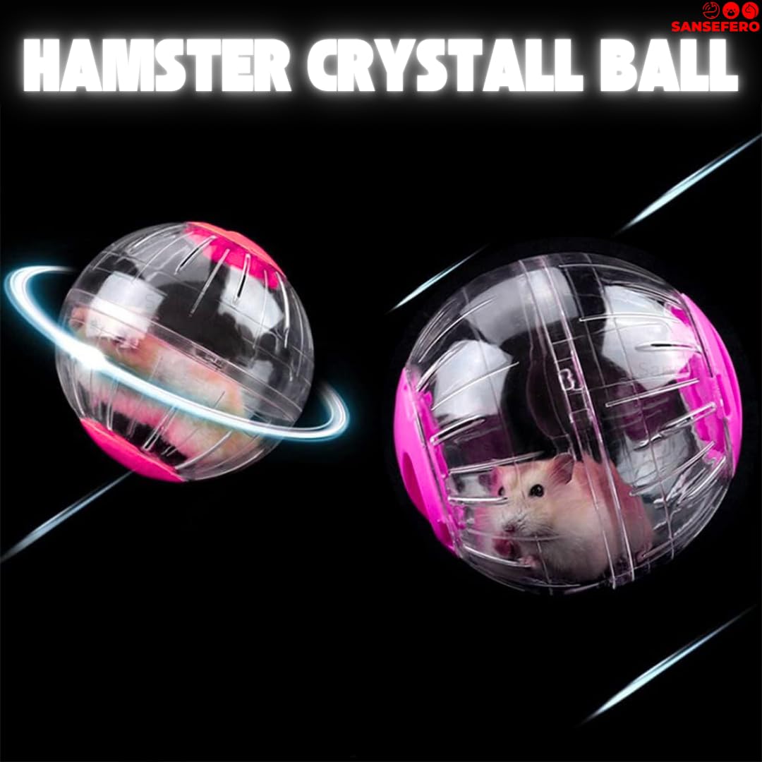 SANSEFERO® 14 Cm Hamster Crystal Ball Wheels Toy Jogging Cum Exercise Wheel Cage Accessories Great for Running Vitness, for Hamster/Dwarf/Gerbil/Mice/Mouse (Random Colour) 1