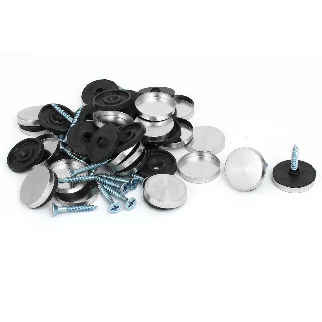 Aexit Glass Furniture Quality Parts 304 Stainless Steel Mirror Screws Cap Nails 22mm Dia 20PCS Model:75as163qo548