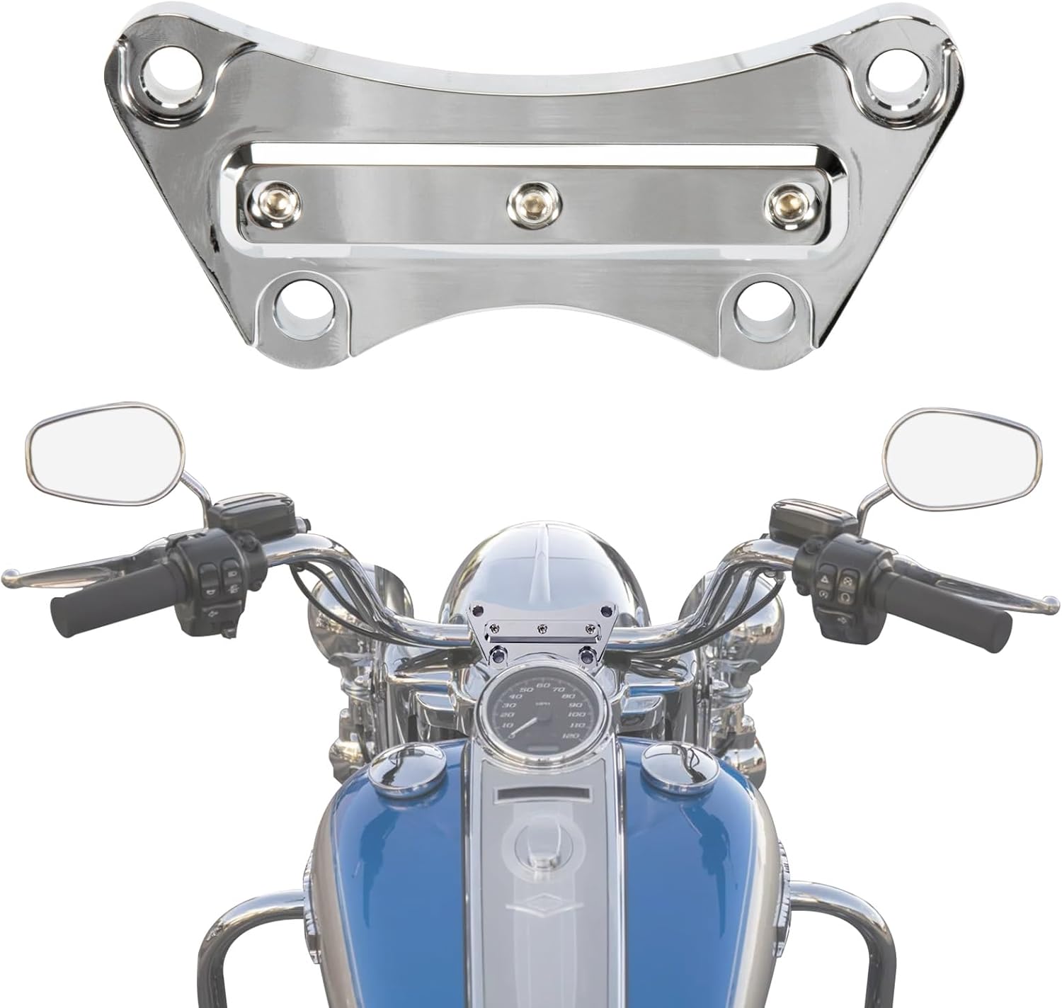 PSLER 1 Inch Handlebar Risers Clamp Mount for Touring Street Road Electra Glide Ultra Classic Road King Ultra Limited Sportster 1997-2019 with 1 Inch Clamping Area Ape Hangers Anti-Slip (Chrome)