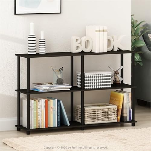 Furinno Turn-N-Tube 3-Tier Double Size Storage Display Rack, Espresso/Black & Turn-N-Tube 5 Tier Corner Shelf, Espresso/Black #TOP2