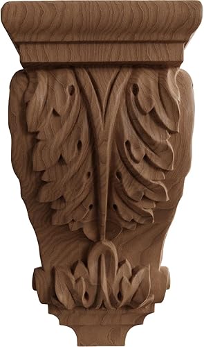Vista 103 de Ekena Millwork CORW03X04X07ACAL - Ménsula pequeña de madera de acanto, 3 1/2 pulgadas de ancho x 4 pulgadas de profundidad x 7 pulgadas de alto