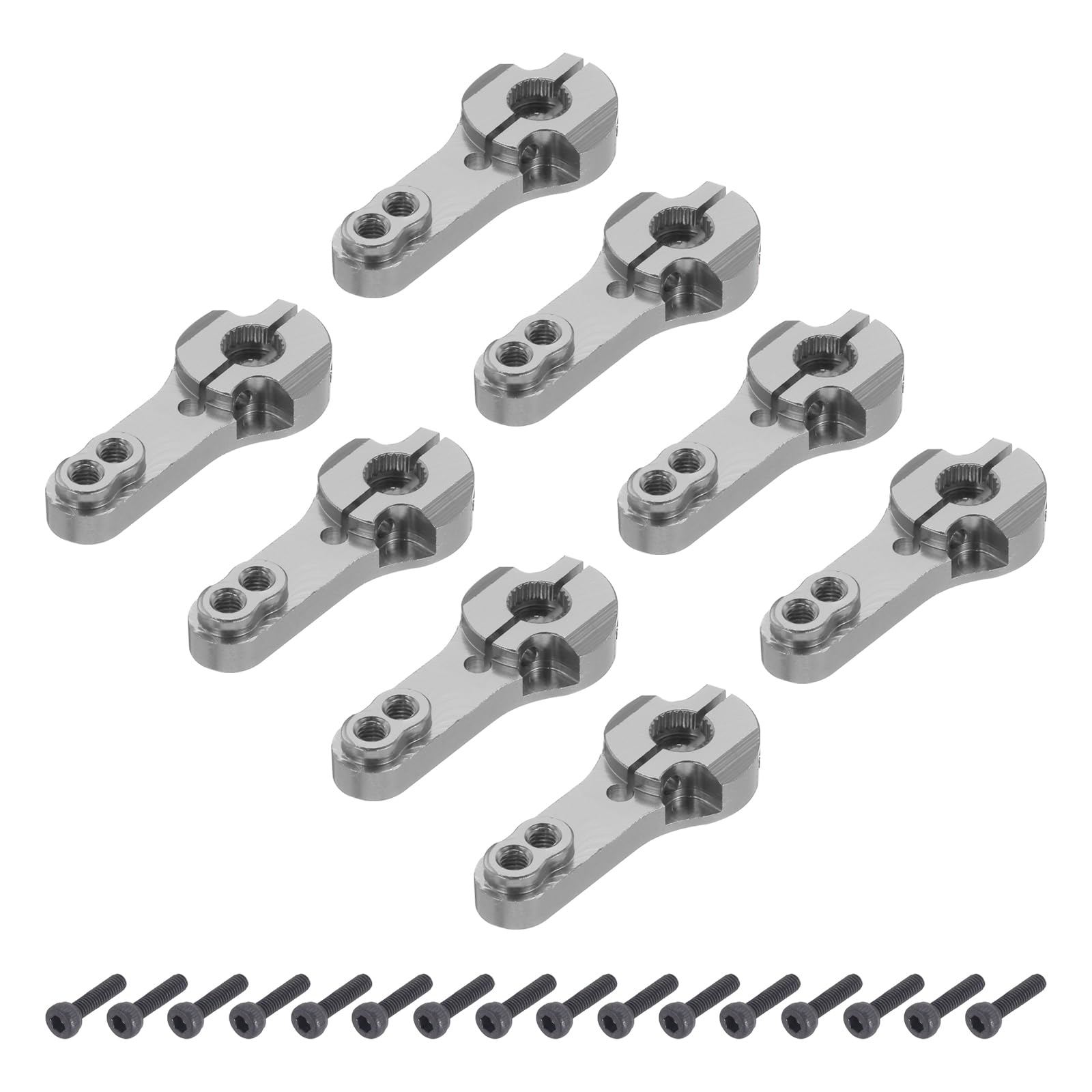 sourcing map 8 Pcs Metal Servo Horn 25T Steering Arm 35mm Length Titanium Suitable for DIY RC Car/Boat/Airplanes Boat Model Accessories with 2 Pcs Screws