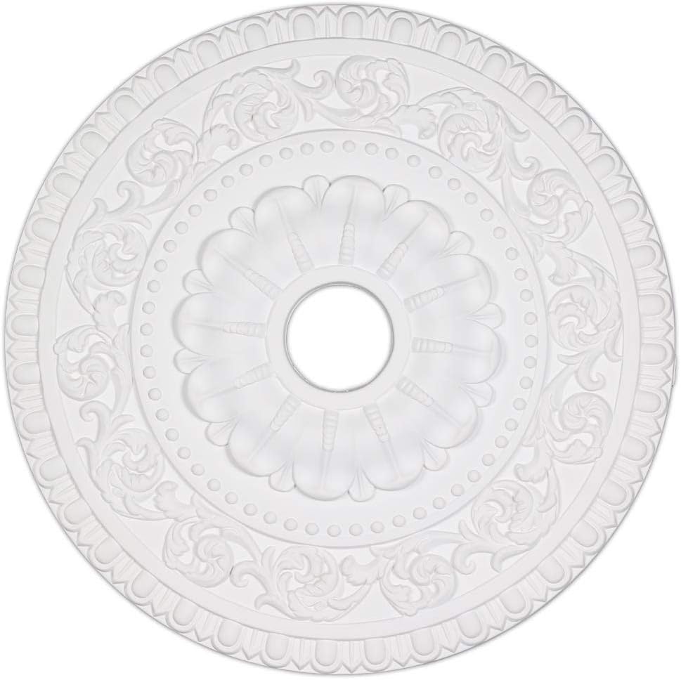 23.6-inch Beaded Egg/Dart Ceiling Medallion White Classic Polyurethane Primed