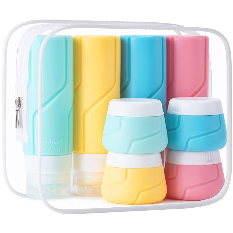 CADONO Kit com 15 frascos e acessórios de viagem para produtos de higiene, silicone, colorido