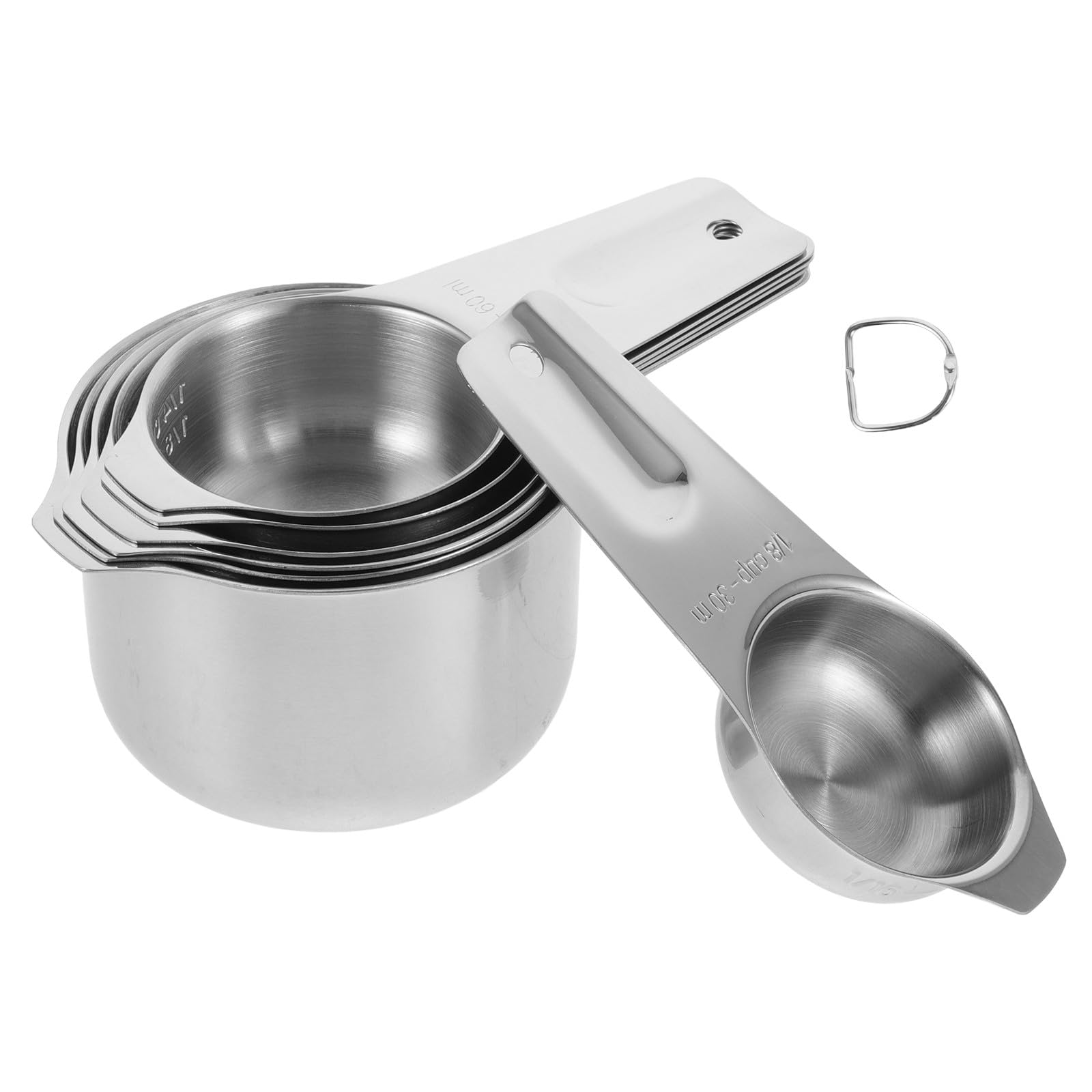 DOITOOL Lot de 7 Set de Tasses à Mesurer en Acier Inoxydable avec Graduation, Ensemble Compact Empilable, Tasses à Mesurer Réutilisables pour Pâtisserie, la Cuisine et Cuisson, Format
