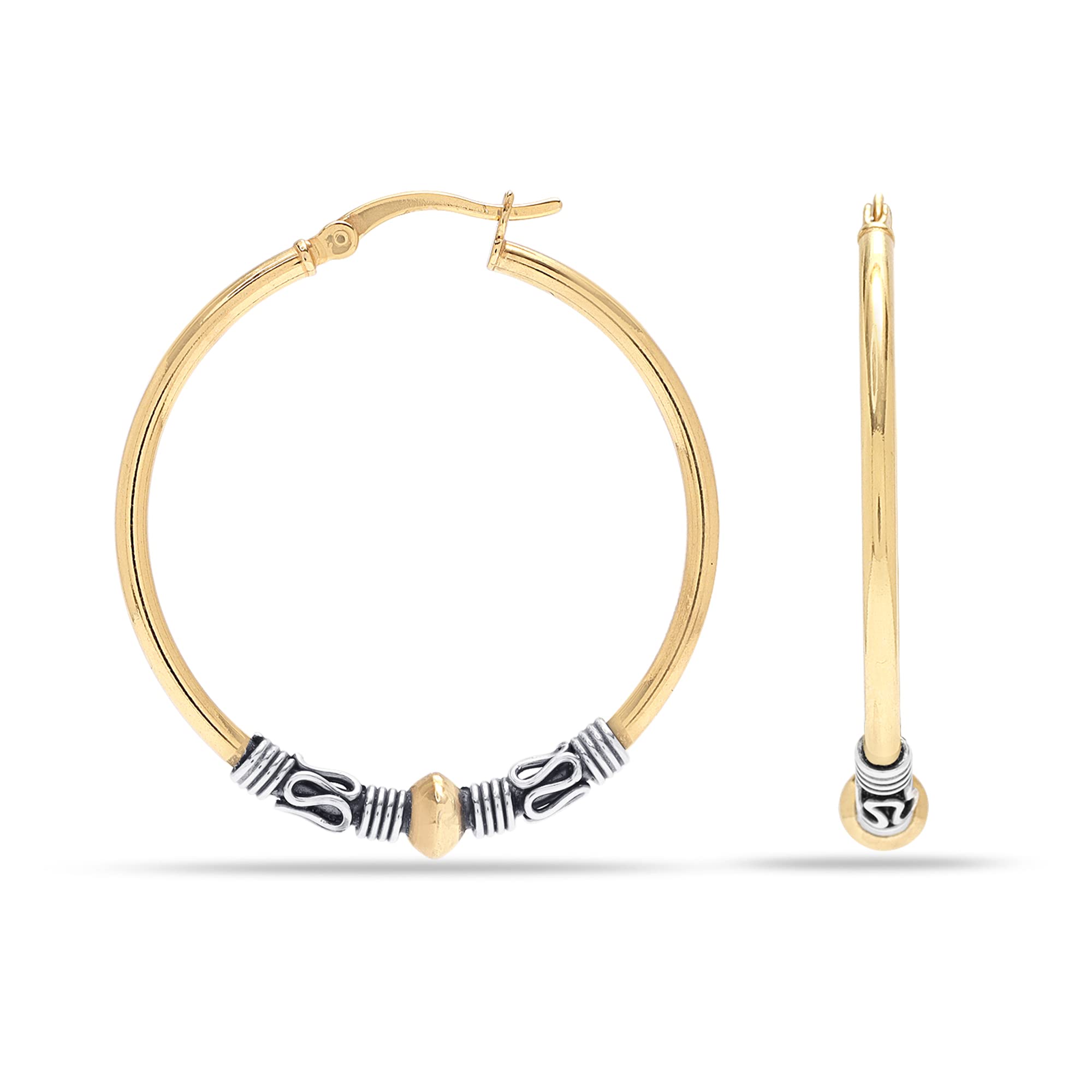 ピアス Numbering Basic Two Tone Hoop Earrings #3106 5BNY047 A-04 unique & modern Design Style hoop Two tone clip Fashion