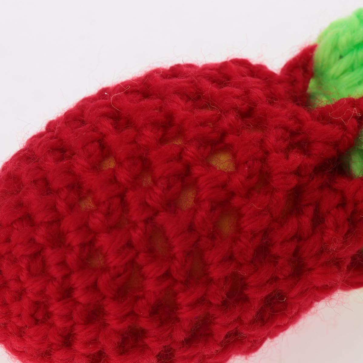 CONGARTENO 2pcs Handmade Knitted Egg Bag with Drawstring Cartoon Strawberry Net Pocket for Easter Party and Festival Treat Storage