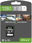 PNY 128GB Elite-X Class 10 U3 V30 SDXC Flash Memory Card - 100MB/s, Class 10, U3, V30, 4K UHD, Full HD, UHS-I, Full Size SD (Pack of 1)