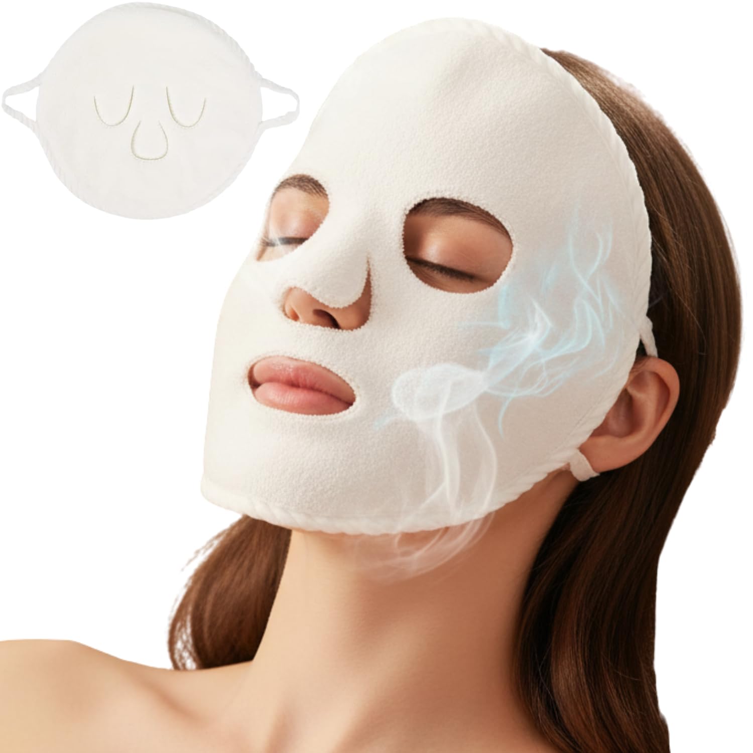Reusable Towel Mask Face Compress for Hot & Cold Facial Steamer Therapy, Moisturizing Spa Skin Care Towel Wrap for Women & Girls, Soft Beauty Facial Mask Cloth, 1 Pack Reusable Steam Towel-image-15