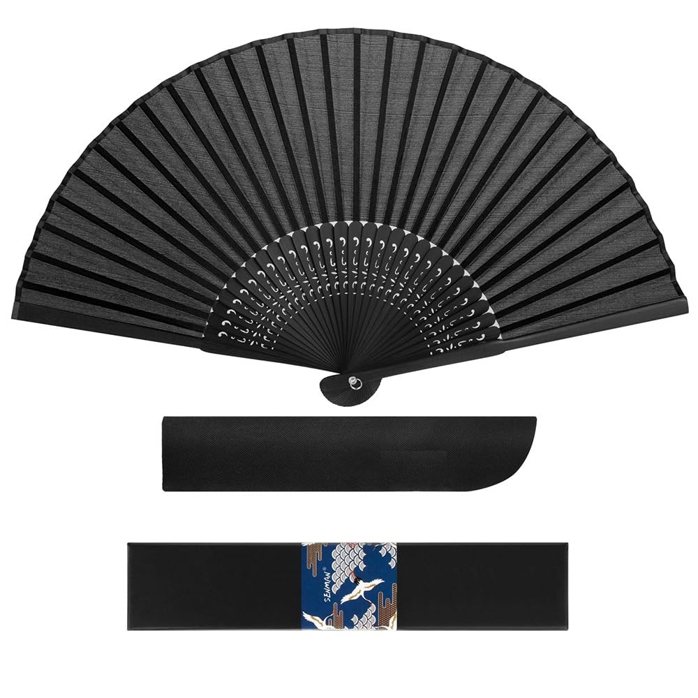 SENMAN Mi010 Men's Luxury Silk Fan, Stylish, Popular, Luxury Fan with Gift Box, Gift Present, Father's Day, Fireworks Festivals, Overseas, Souvenir, Yukata, Kimono, Japanese Accessories, Summer Festiv