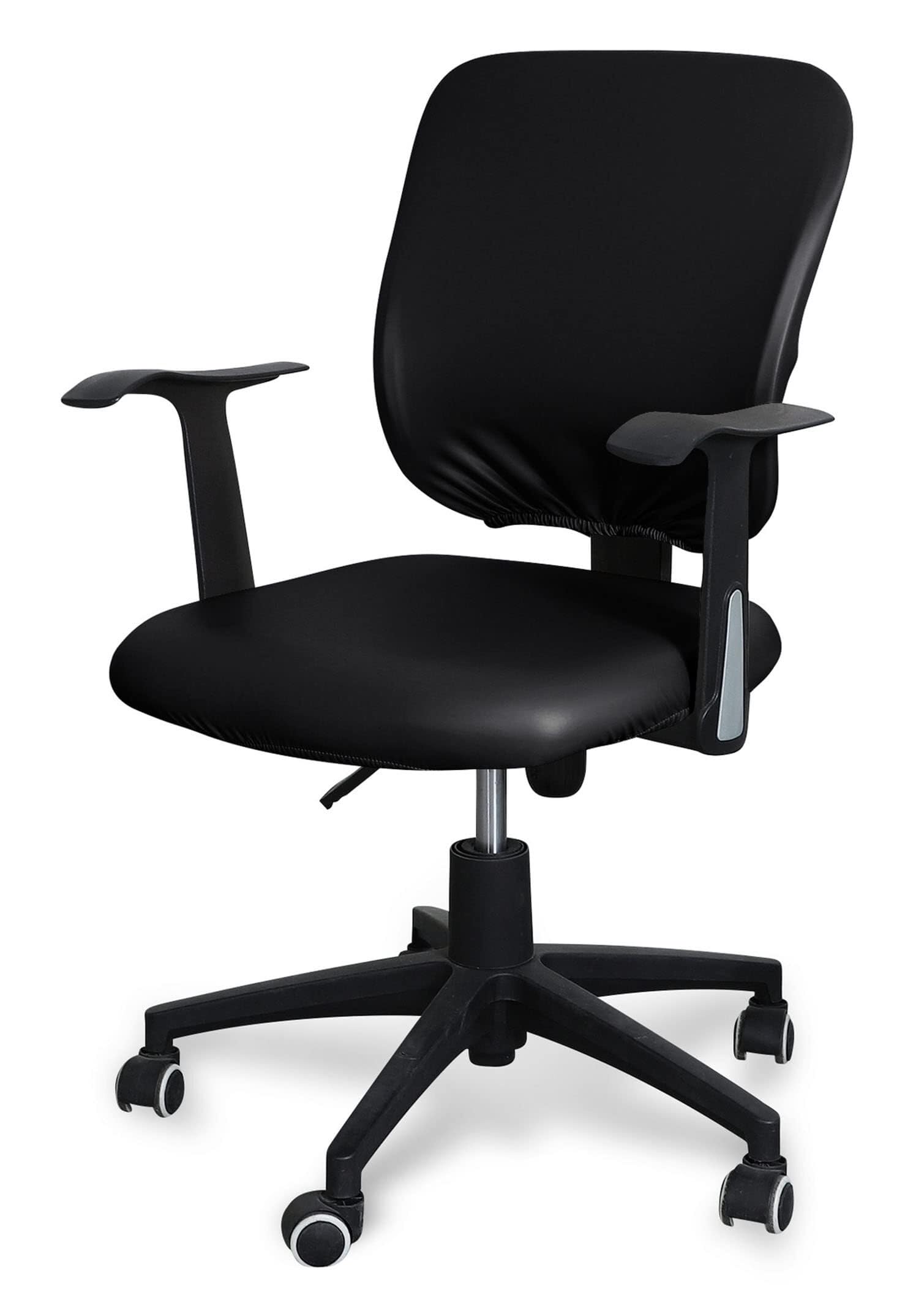 NMVAWIPT PU Leather Office Chair Cover, Water Resistant Computer Slipcover Stretch Boss Slipcovers Removable Protector(Black)