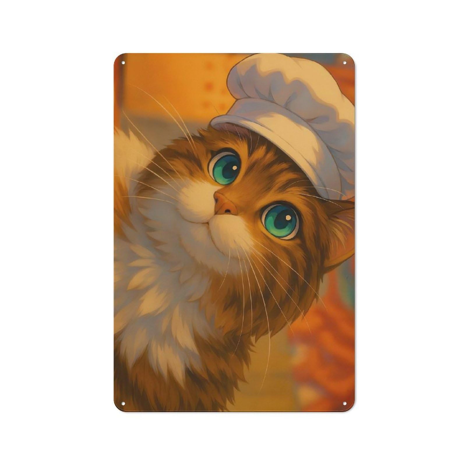Junmoney Chef Cat Vintage Printed Metal Sign 30X20cm For Café Or Home Bar, New Home Wall Decor For Hospitality Decor Collectors