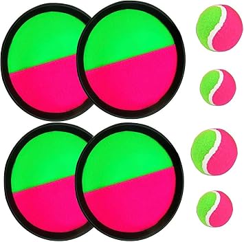 Paddle Catch Ball and Toss Game Set Disc Toss and Catch Paddle Sport Game 4 Paddles and 4 Balls