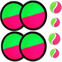 Paddle Catch Ball and Toss Game Set Disc Toss and Catch Paddle Sport Game 4 Paddles and 4 Balls