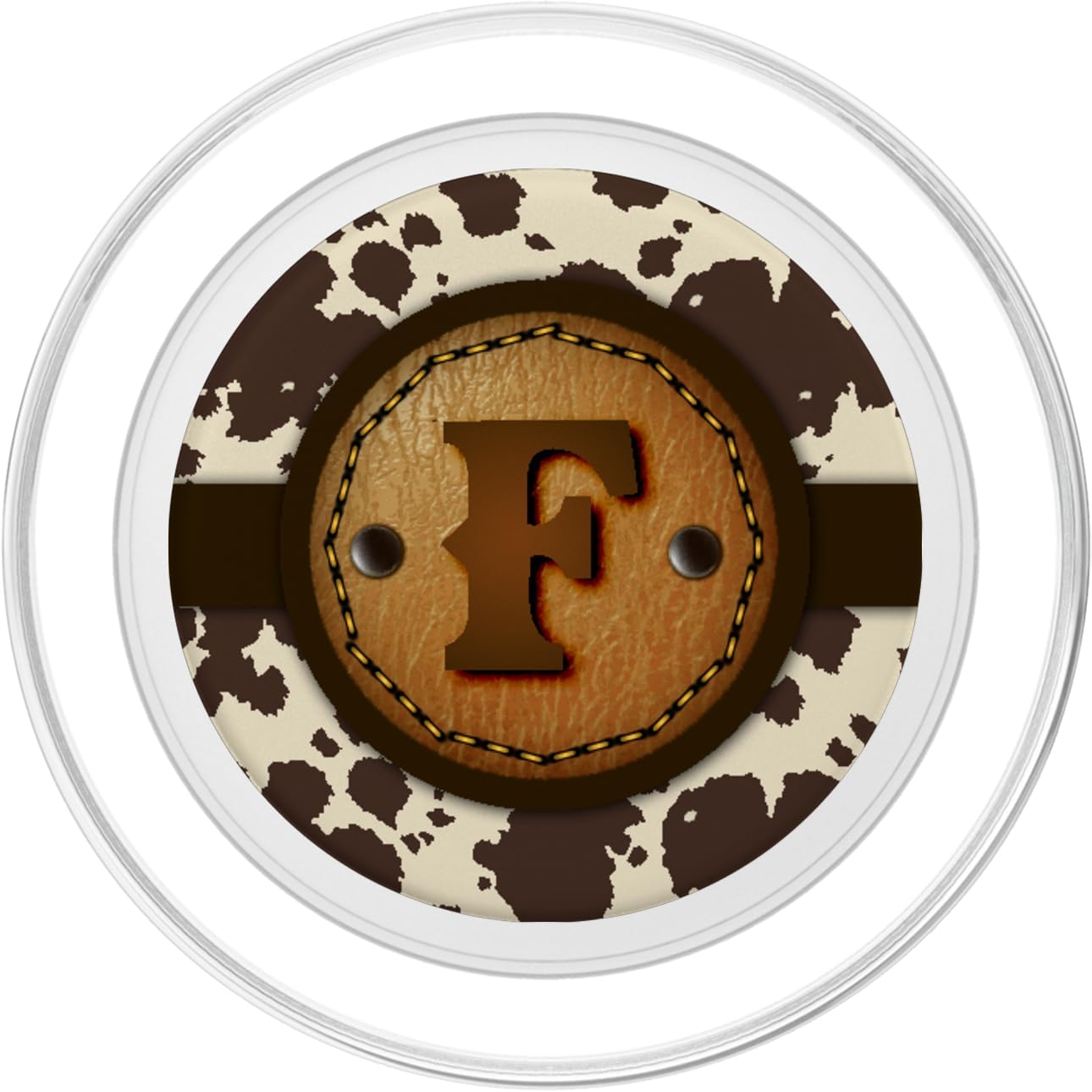 Brown Cow Western Print Monogram - Initial Letter F PopSockets MagSafe PopGrip for iPhone