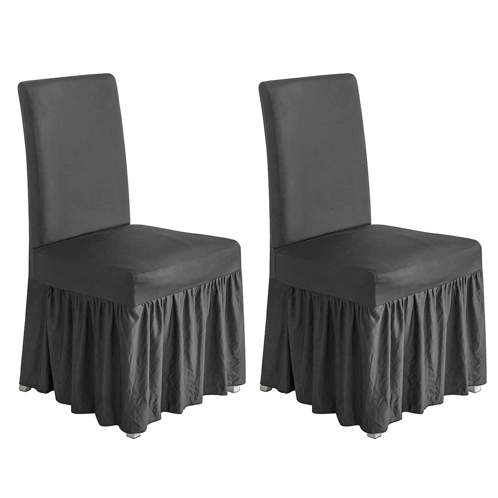 molasofa Chair Covers for Dining Room Set of 2 Stretch Chair Slipcovers with Skirt for Kitchen Seat Protectors Wedding Banquet Decor Kids Pets Spandex