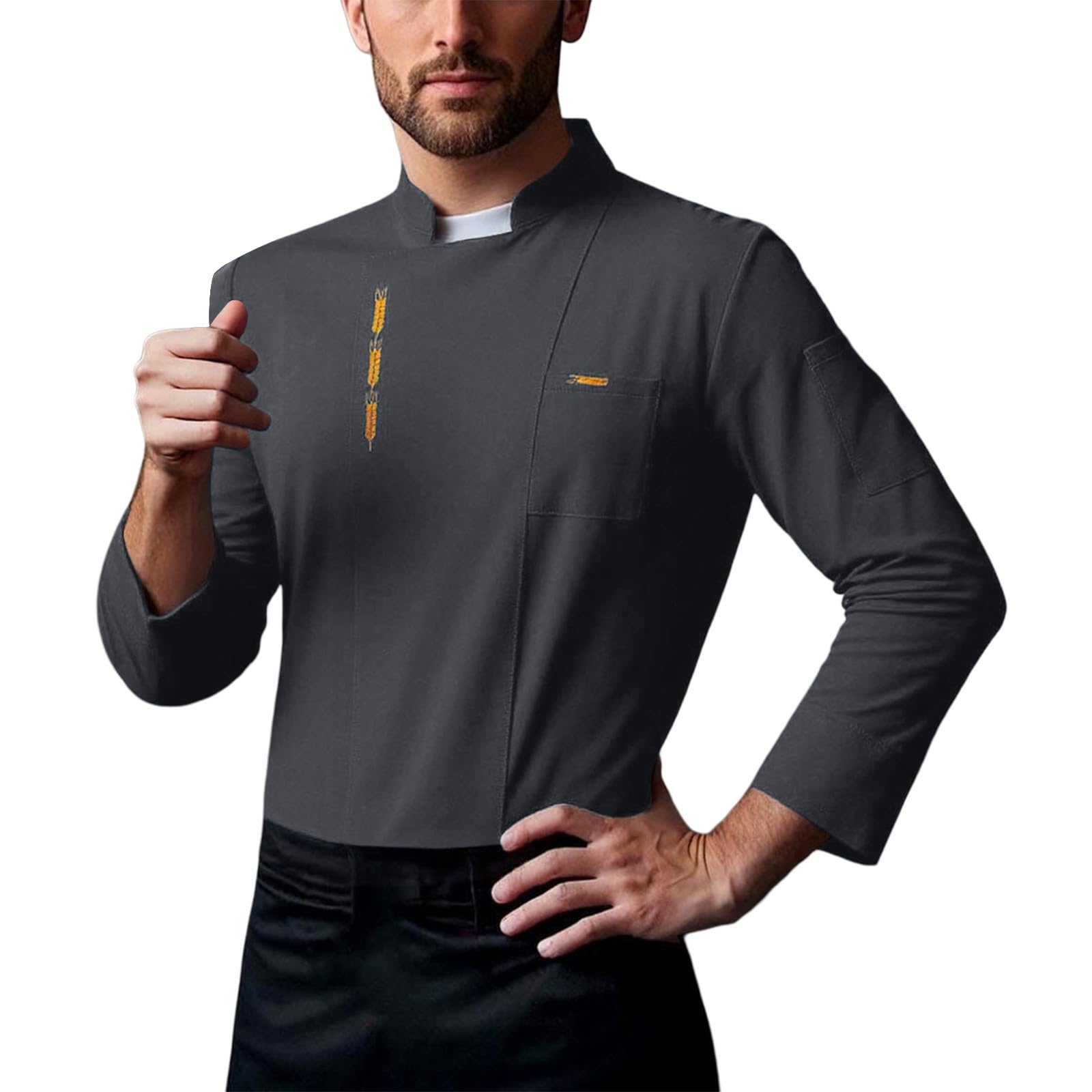 Generisch Chef's Jacket Men's Short Sleeve Baker Jacket Chef Uniform for Kitchen Restaurant Chef Coat Unisex with Press Stud Chef Uniform Shirt Jacket Kitchen Chef Jacket Work Wear Baker Jacket