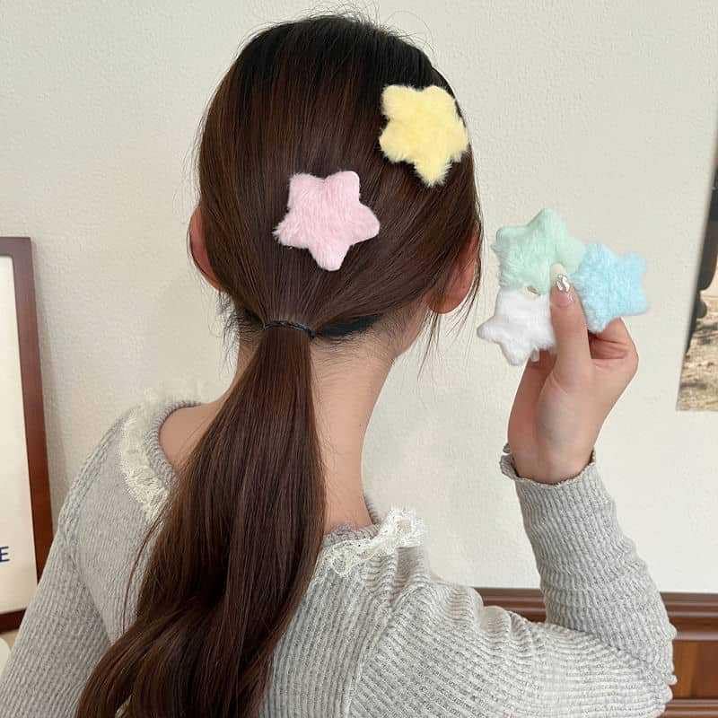 Miniatura 7 de HAIMEIKANG 10 pinzas para el pelo esponjosas de estrella, lindas pinzas antideslizantes para el cabello para niñas y mujeres, pinzas pequeñas para
