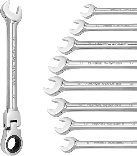 Miniatura 2 de HARSKIYER Llave de trinquete de cabeza flexible de 0.472 in, llave de trinquete métrica, llave de trinquete reversible, llave combinada de trinquete