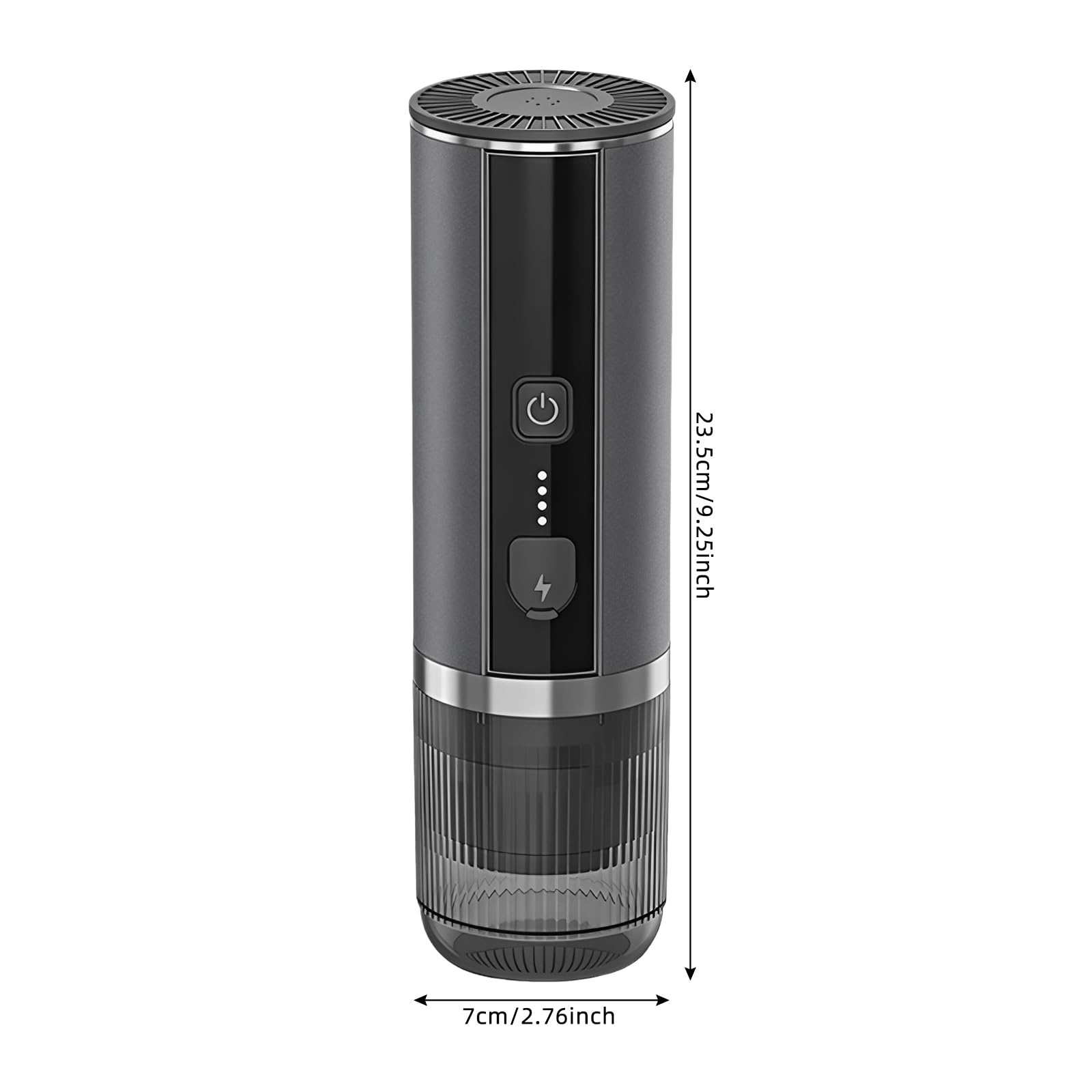 Macchina per espresso portatile, piccola, a batteria, USB-C, macchina per espresso | 20 bar, riscaldamento 4 min, 5 tazze, capsule e polvere, per ufficio, campeggio, grigio