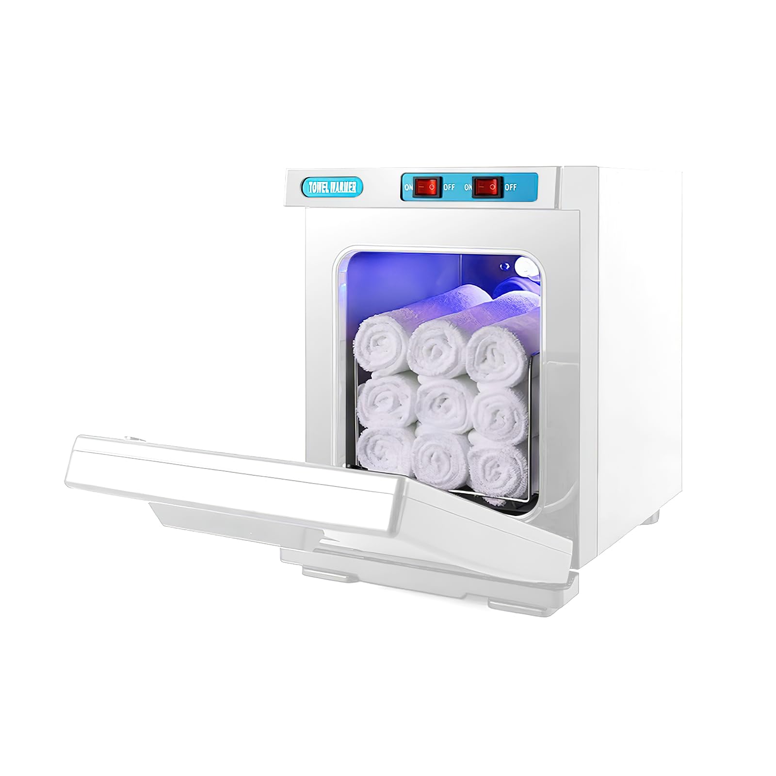 Chauffe-Serviettes Électrique 5L avec Stérilisateur UV & Ozone 2-en-1, Chauffage Rapide 80°C en 10 Min, Cuve en Acier Inoxydable pour Salon de Beauté, Spa, Barbiers et Domicile (5L Blanc)