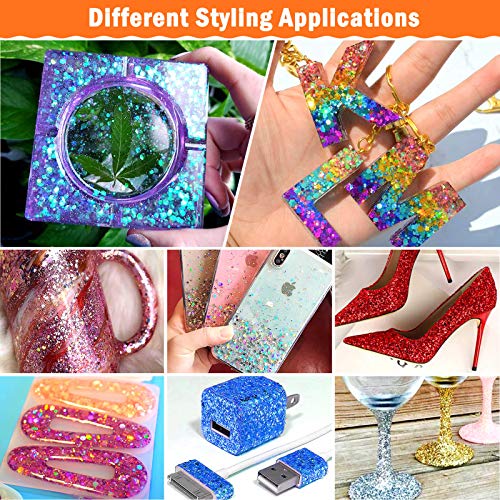 20 Colors Holographic Cosmetic Chunky Glitter, Flasoo 20 Boxes Face Body Eye Hair Nail Festival Chunky Holographic Glitter with 1 Glitter Glue for Musical Carnival Dance Party Beauty Makeup and Deco