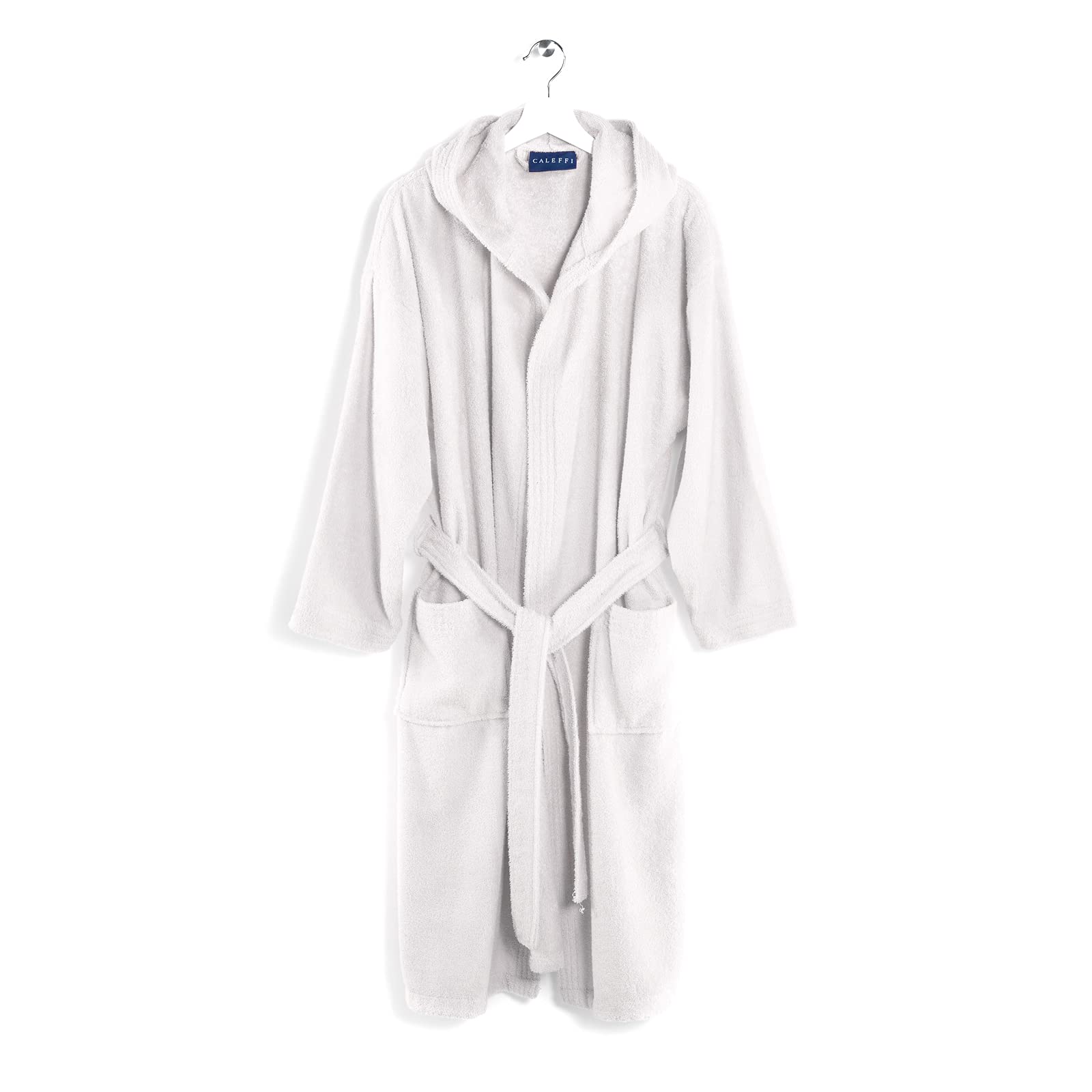 Caleffi Men's Bathrobe in Cotton Terry Towelling with Hood – Soft and Absorbent, Quick-Drying