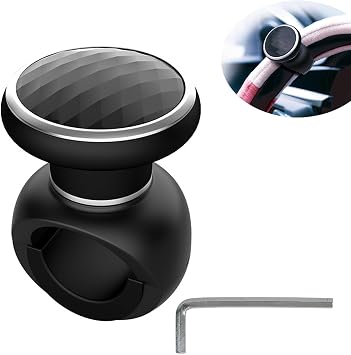 Steering Wheel Knob Spinner - Universal Non-Slip Fit, ABS & Premium Silicone Finish Suicide Knob with Metal Ball Bearing - Ideal for Cars, Trucks, Boats etcBlack