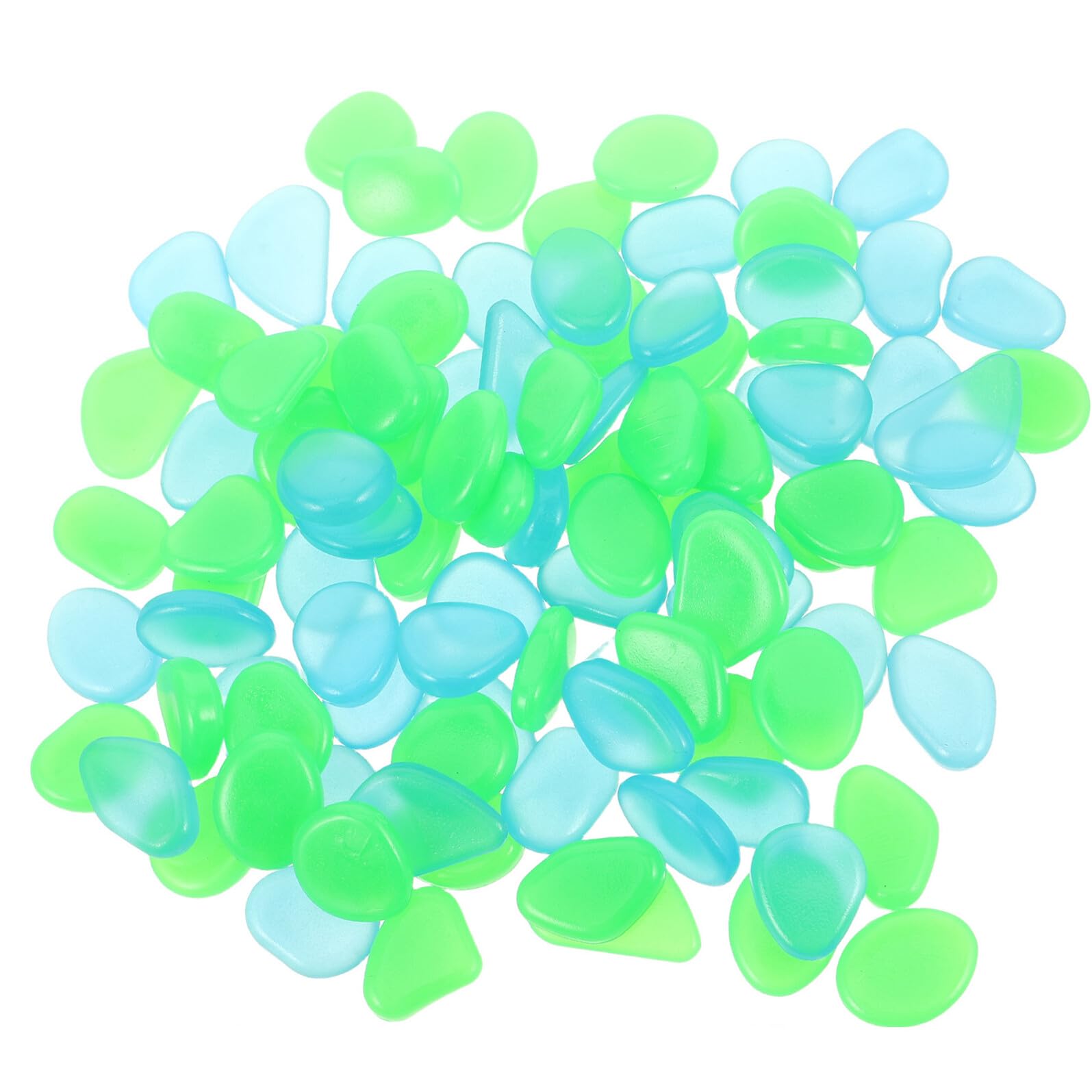 VILLCASE 500 Piezas Piedras Luminosas Decorativas Resistentes al Exterior para Jardín Acuario Decoración Paisajismo Grava Fluorescente Azul y Verde Mezcla