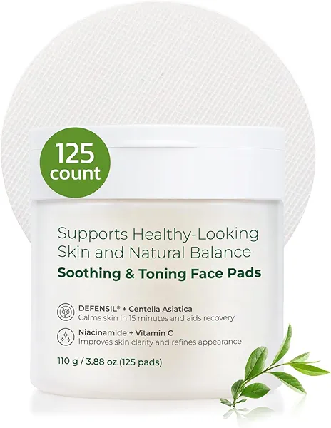QAH Toner Pads Face Exfoliator Dark Spots Removal Pads, Soothing with DEFENSIL®,Tea Tree | Wrinkle Minimizing with Peptides, Niacinamide for All Skin Types(125 Counts)