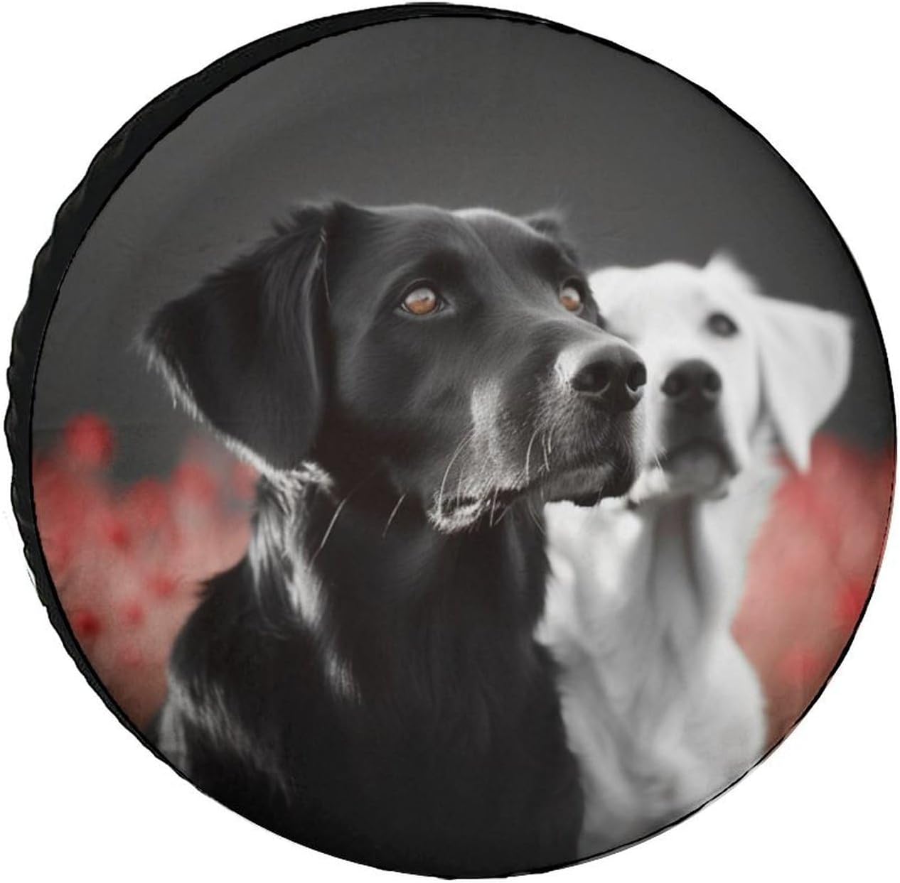 Universal Spare Tire Cover Waterproof Wheel Covers Car Tire Protector Black and White Dog Wheel Protector Dustproof Wheels Tires Cover for RV SUV Truck Camper Trailer 26inch