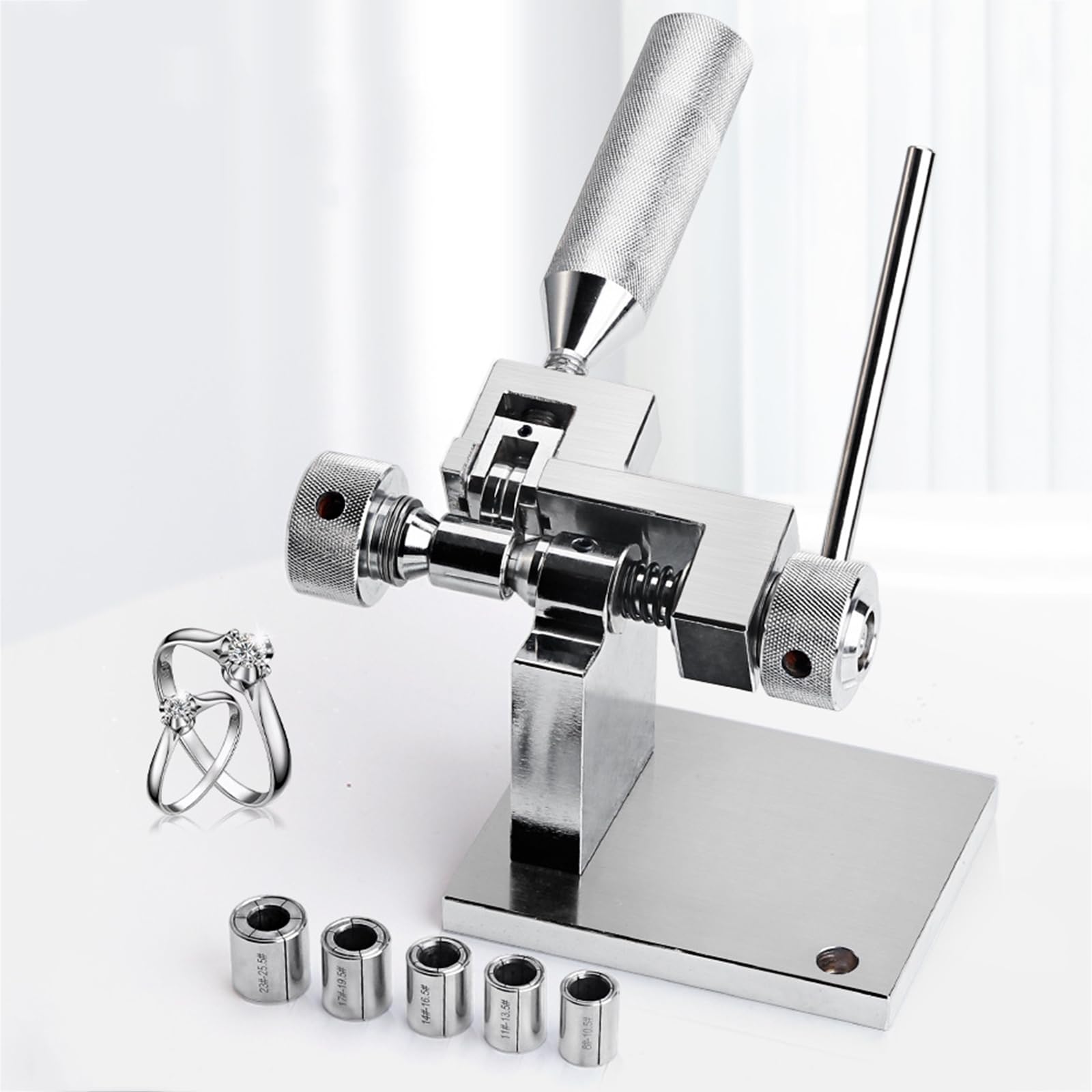 Ring-Expander-Werkzeug für Schmuck, professionelles Ringmaß mit 6 Zubehörteilen zur Größenanpassung, passend für Größen 8–25,5, ideal zum Anpassen von Fingerringen